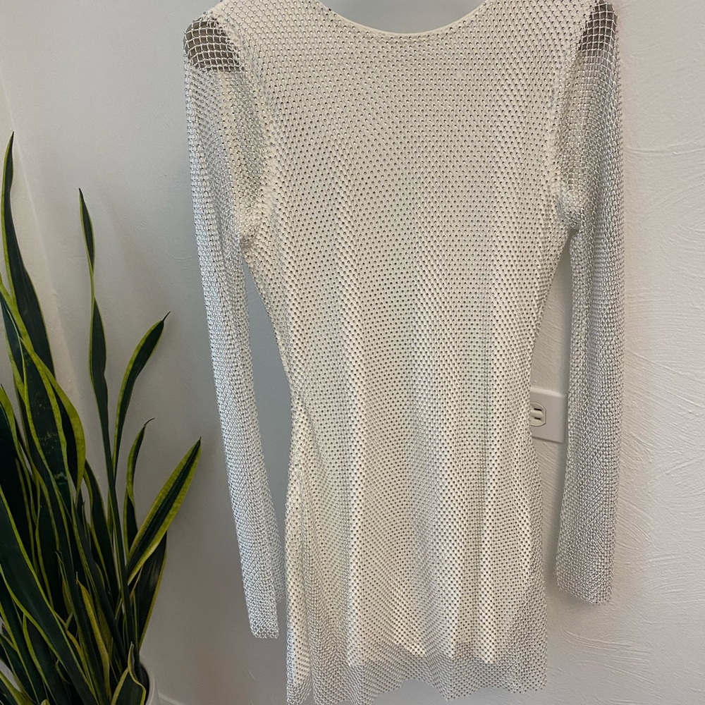 12th Tribe Anna White Rhinestone Mesh Mini Dress- NWOT